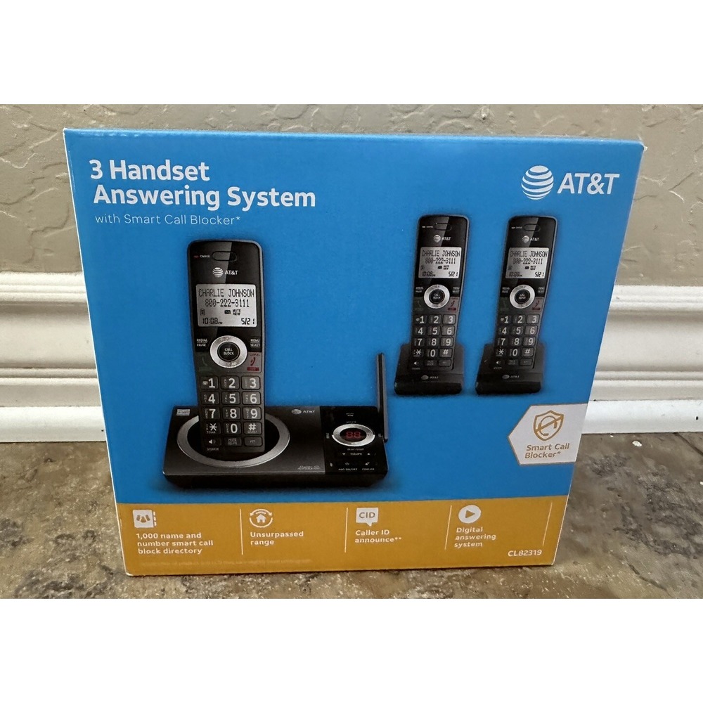 AT&T CL82319 Expandable Cordless Phone 3 Handsets Speakerphone Answering New